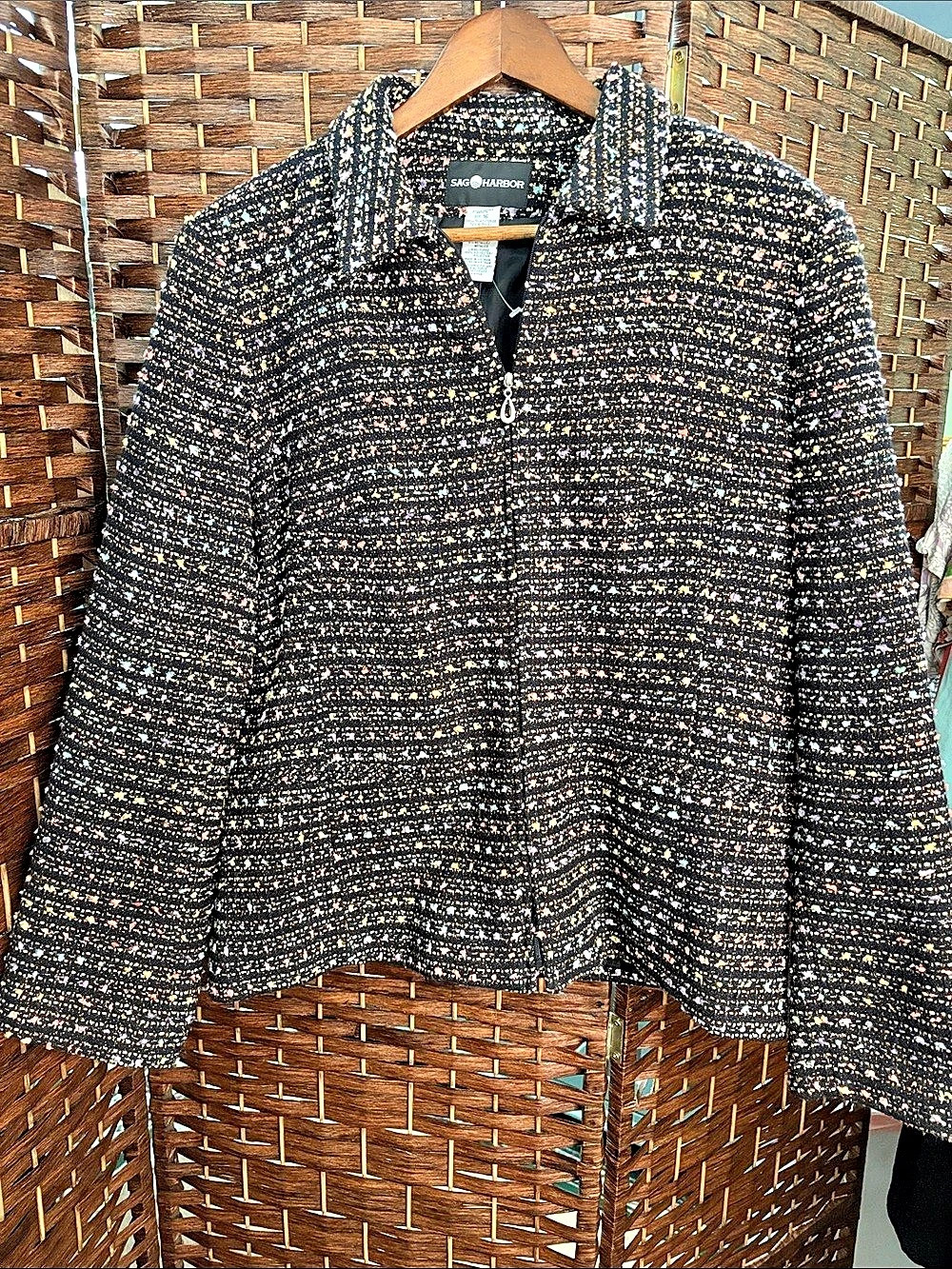 Vintage Sag Harbor Multicolor Tweed Zip Jacket Like New Chanel Vibe